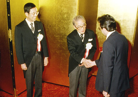 1980年、宮内義彦の社長就任披露パーティーにて。