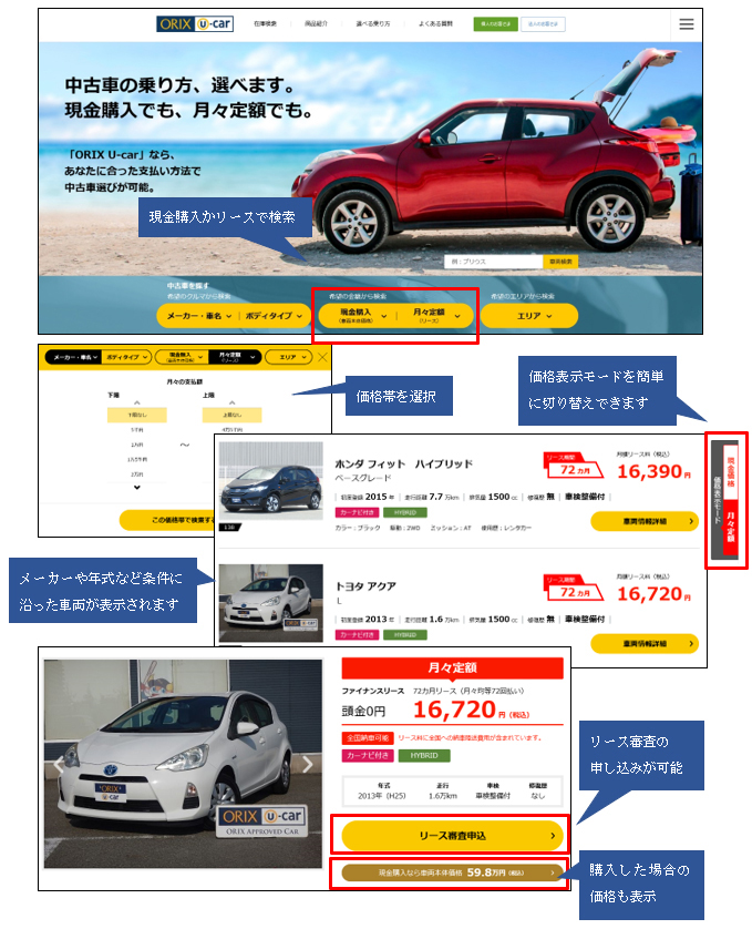 Orix U Car公式ウェブサイトを全面リニューアル